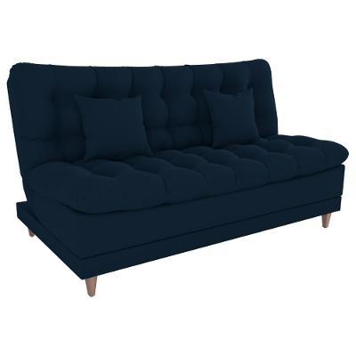 Sofa Cama 2 Lugares 185 Cm Duda Veludo Light B254 Milani Store Azul