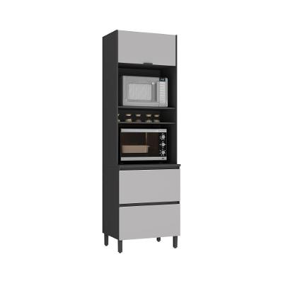Paneleiro Itatiaia Lumina 70cm Em Madeira Grafite/fendi Com Espaço Para Forno