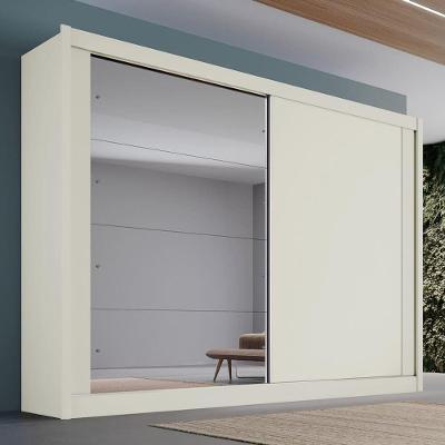Guarda Roupa Casal Com Espelho 2 Portas 4 Gavetas - Creta-off White - Móveis Europa