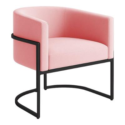 Poltrona Decorativa Luana Veludo Com Pés De Ferro Preto 7 Decor Rosa