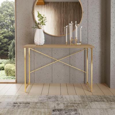 Aparador Steel 76 Cm Estilo Industrial Com Pés Em Aço Dourado/Fendi
