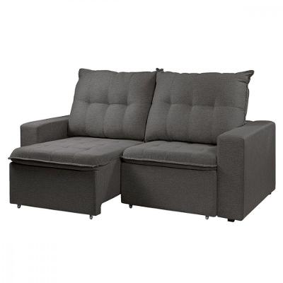Sofá Para Sala Reclinavel Estofado Berlim 200cm Veludo Chumbo