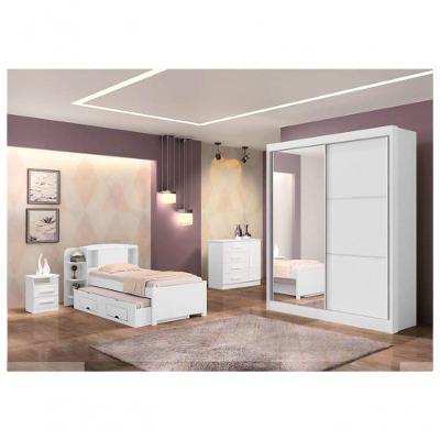 Guarda Roupa Solteiro 2 Portas 3 Gavetas - Atenas-branco - Móveis D'doro