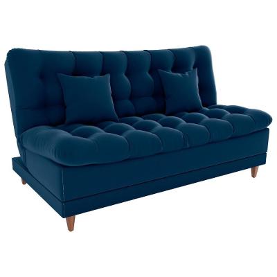 Sofa Cama 2 Lugares 185 Cm Duda Veludo E433 Milani Store Azul