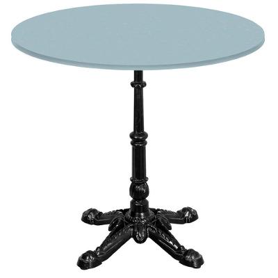Base De Mesa Apus Em Ferro Preto 75 Cm (alt) Tampo Mdp Redondo Cinza 80 Cm (larg) X 2,5 Cm (alt)
