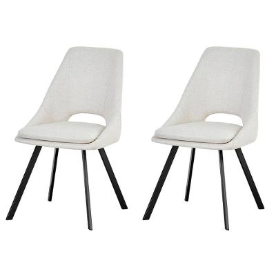 Kit 2 Cadeiras Nora Rivatti 48 Cm (largura) Estofado Em Tecido Off White Base Aço Preto Pintado à Pó