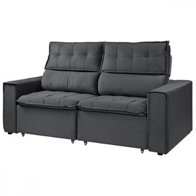 Sofá Retratil Reclinavel Estofado Cancún 200cm Suede Grafite Grafite