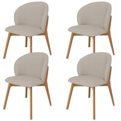 Kit 04 Cadeiras De Jantar E Estar Living Estofada Mia L02 Linho Bege - Lyam Decor
