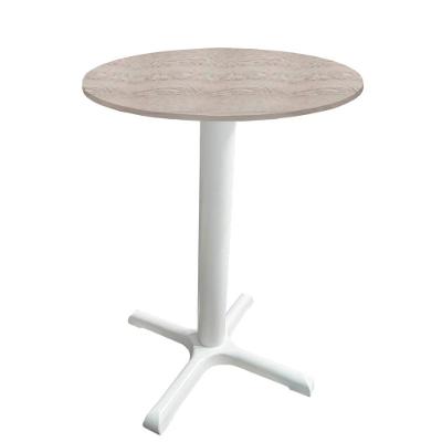 Mesa ômega Ferro Branco 74cm (alt) Base X Tampo Mdp Redondo Castanheira 80cm (larg) X 2,50cm (alt)