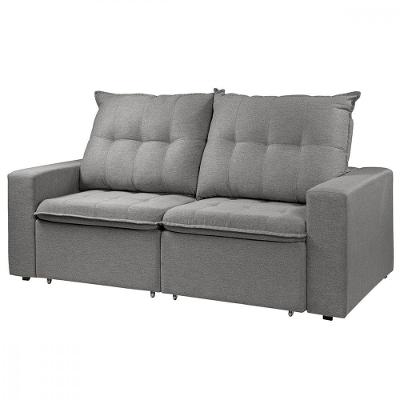 Sofá Para Sala Reclinavel Estofado Berlim 200cm Veludo Cinza