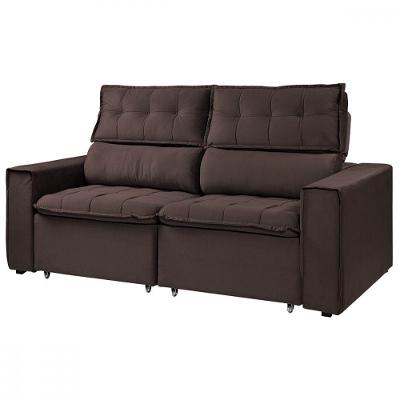 Sofá Para Sala Reclinavel Estofado Cancún 200cm Suede Café