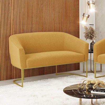 Sofá 2 Lugares Namoradeira Industrial Dourado Stella Bouclê D03 - D'rossi Mostarda