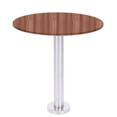Mesa Beta Fixa Inox 71,50 Cm (alt) Disco Redondo Tampo Mdp Redondo 70 Cm (larg) X 2,50 Cm (alt) Walnut