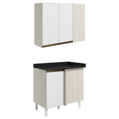 Armario E Balcao Canto Reto 89cm Mdf Kali Nicioli Bianco Toq Branco Uv