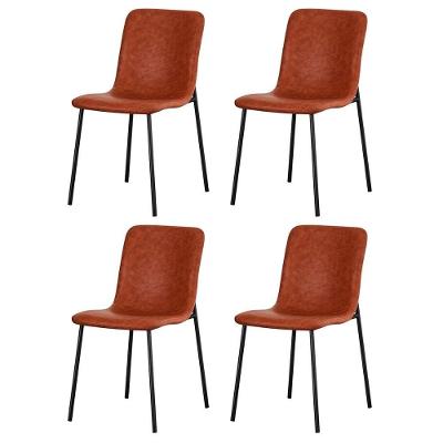 Kit 4 Cadeiras Celeste Rivatti 43 Cm (largura) Em Pu Marrom E Base Em Aço Preto Pintada à Pó