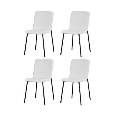Kit 4 Cadeiras Celeste Rivatti 43 Cm (largura) Em Bouclé Off White E Base Em Aço Preto Pintada à Pó
