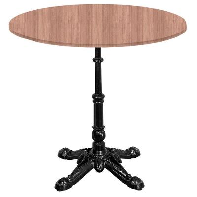 Base De Mesa Apus Em Ferro Preto 75 Cm (alt) Tampo Mdp Redondo Noce Nat 70cm (larg) X 2,5 Cm (alt)