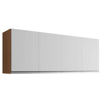 Armário Aéreo Para Cozinha Andréia 4 Portas 150cm Amêndoa Branco - Ajl