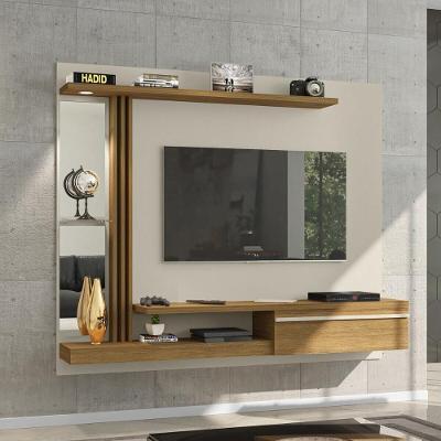 Painel Para Tv Até 55 Polegadas Com Led Espelhos Vidro E 1 Porta Multimóveis Cr45284 Off White/cinamomo
