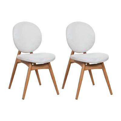 Kit 2 Cadeiras De Jantar Lotus Estrutura Aço Carbono Laminado Natural Com Estofado Linho Cru