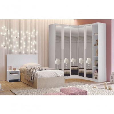 Modulado Closet Completo Espelhado 5 Portas 6 Gavetas - Rizon-branco - Móveis Novo Horizonte