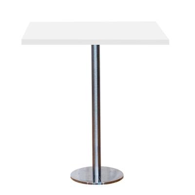 Mesa Pisa Beta Bistrô Fratini 107,50cm (a) Disco Redondo Inox Tampo Mdp Quadrado Branco 60cm (l)