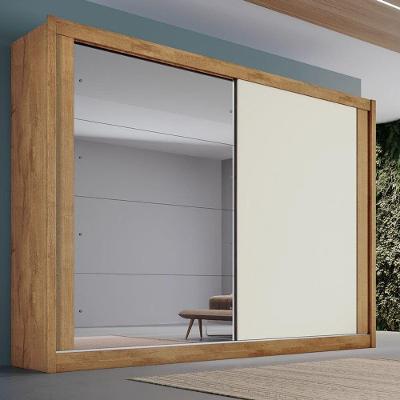 Guarda Roupa Casal Com Espelho 2 Portas 4 Gavetas - Creta-amêndoa-off White - Móveis Europa