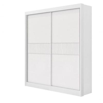Guarda Roupa Solteiro 2 Portas 3 Gavetas - Santorini Ripado-branco - Móveis D'doro