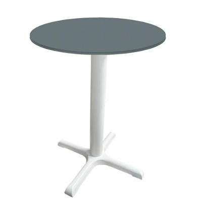 Mesa ômega Ferro Branco 74 Cm (alt) Base Em X Tampo Mdp Redondo Grafito 60 Cm (larg) X 2,50 Cm (alt)
