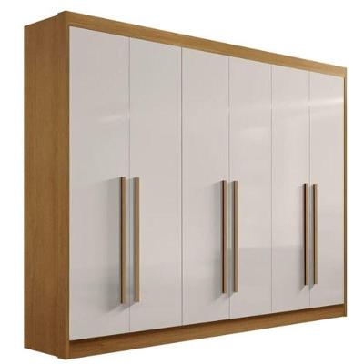Guarda Roupa Casal 6 Portas 7 Gavetas - New Athos-cinamomo-off White - Móveis D'doro
