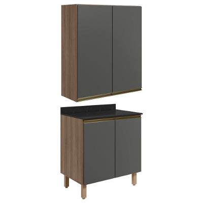 Armario Aereo Balcao 2 Portas 60cm Mdf Kali Nicioli Carvalho Toq Chumbo