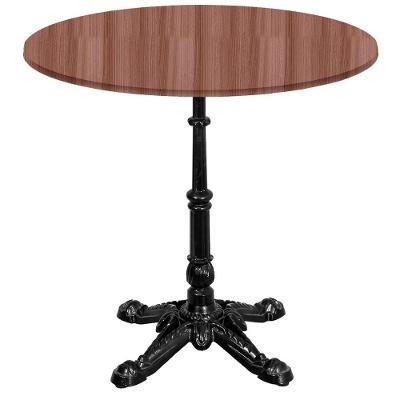 Base De Mesa Apus Em Ferro Preto 75 Cm (alt) Tampo Mdp Redondo Walnut 60 Cm (larg) X 2,50 Cm (alt)