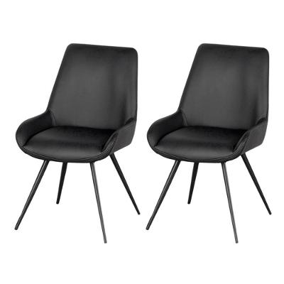 Kit 2 Cadeiras Giratórias Aline Rivatti 52 Cm (largura) Estofado Em Pu Preto E Base Em Aço