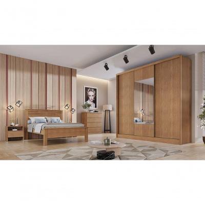 Guarda Roupa Casal Com Espelho 3 Portas 4 Gavetas - Medelim-cumaru - Móveis Novo Horizonte