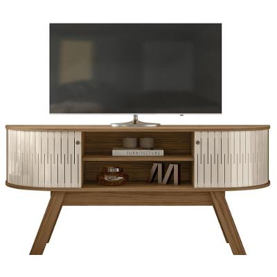 Rack Bancada Tv 55 Pol 136 Cm Atlanta Madetec Naturale Off White