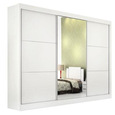 Guarda Roupa Casal Com Espelho 3 Portas 6 Gavetas - Los Angeles-branco - Móveis D'doro