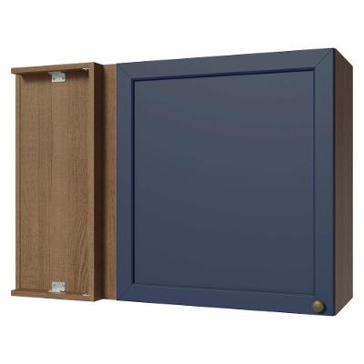 Armário Aéreo De Canto 1 Porta Rustic/azul Vik Madesa Rustic/azul