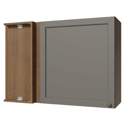 Armário Aéreo De Canto 1 Porta Rustic/cinza Vik Madesa Rustic/cinza