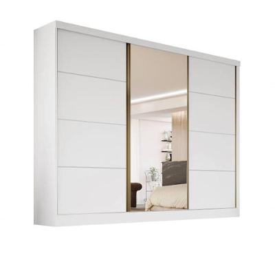 Guarda-roupa 1 Portas Espelhada Mdf 6 Gavetas - Bergamo-branco - Bianchi Móveis