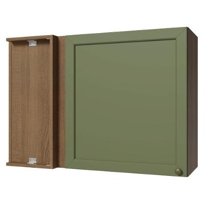 Armário Aéreo De Canto 1 Porta Rustic/verde Vik Madesa Rustic/verde