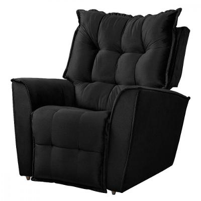 Poltrona Do Papai Reclinável King Em Veludo - Star Confort Preto