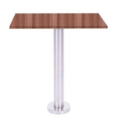 Mesa Beta Fixa Inox 71,50 Cm (alt) Disco Redondo Tampo Mdp Quadrado 80 Cm (larg) X 2,50 Cm (alt) Walnut