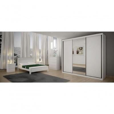 Guarda Roupa Casal Com Espelho 3 Portas 6 Gavetas - Palazzo-branco - Móveis Novo Horizonte