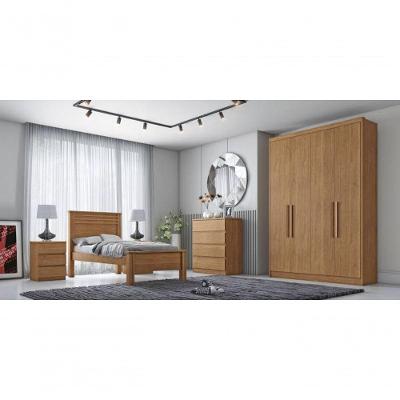 Guarda Roupa Solteiro 4 Portas 3 Gavetas - Moderni -cumaru - Móveis Novo Horizonte
