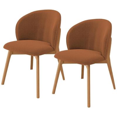 Kit 02 Cadeiras De Jantar E Estar Living Estofada Mia L02 Bouclê Terracota - Lyam Decor