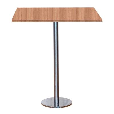 Mesa Pisa Beta Bistrô Fratini 107,50cm (a) Disco Redondo Inox Tampo Mdp Quadrado Noce Nat 60cm (l)