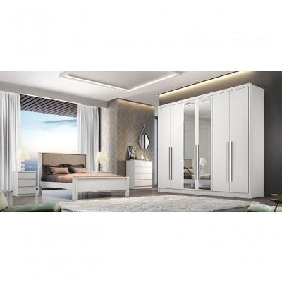Guarda Roupa Casal Com Espelho 6 Portas 6 Gavetas - Robust -branco - Móveis Novo Horizonte