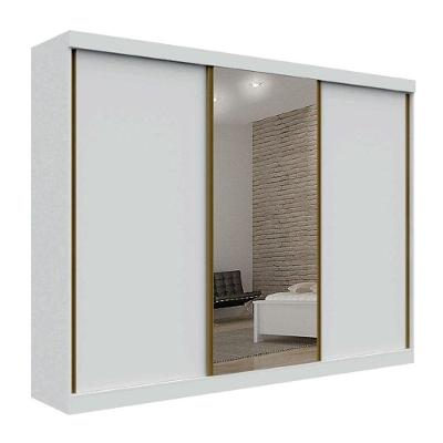 Guarda Roupa Casal Com Espelho 3 Portas 6 Gavetas - São Paulo-branco - Leifer Móveis