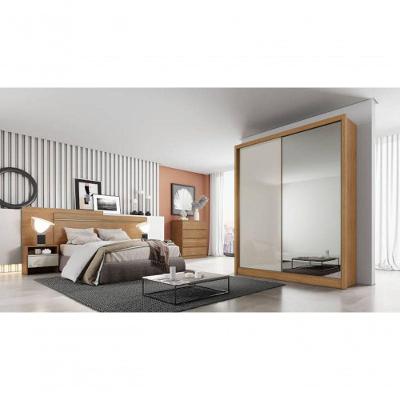 Guarda Roupa Solteiro Com Espelho Mdf 3 Gavetas - Toledo-cumaru-fendi - Móveis Novo Horizonte