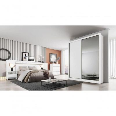 Guarda Roupa Solteiro Com Espelho Mdf 3 Gavetas - Toledo-branco - Móveis Novo Horizonte